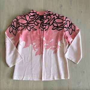 Ming Wang Pink and Black Abstract Cardigan